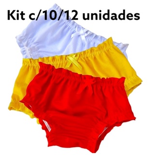 kit 10 Calcinhas Infantil Meninas e Tapa Fraldas Lisa fru-fru com lacinhos