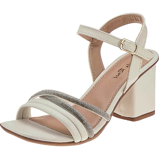 Sandália Feminina Stilo Rosê Salto Grosso Médio Tiras Strass Confortável-8401