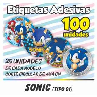 Kit De 100 Etiquetas Adesivas Sonic