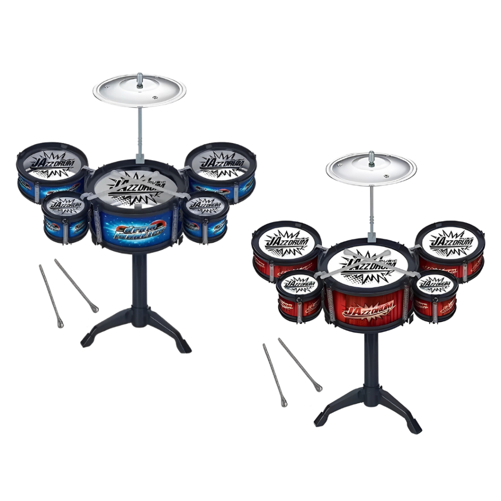 Bateria Infantil - Intrumento musical - azul -Vermelho - Brinquedo de instrumento musical - brinquedo - toys - drums - brinquedo de bater- brinquedo de tocar - instrumento musical - bateria para criança - instumento infantil - instrumento musical infantil