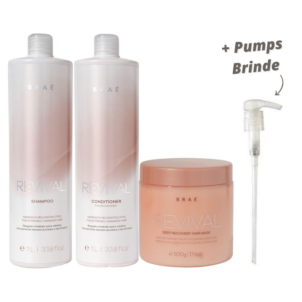 Kit Braé Shampoo Conditioner Mask Revival Reconstruction Extremely