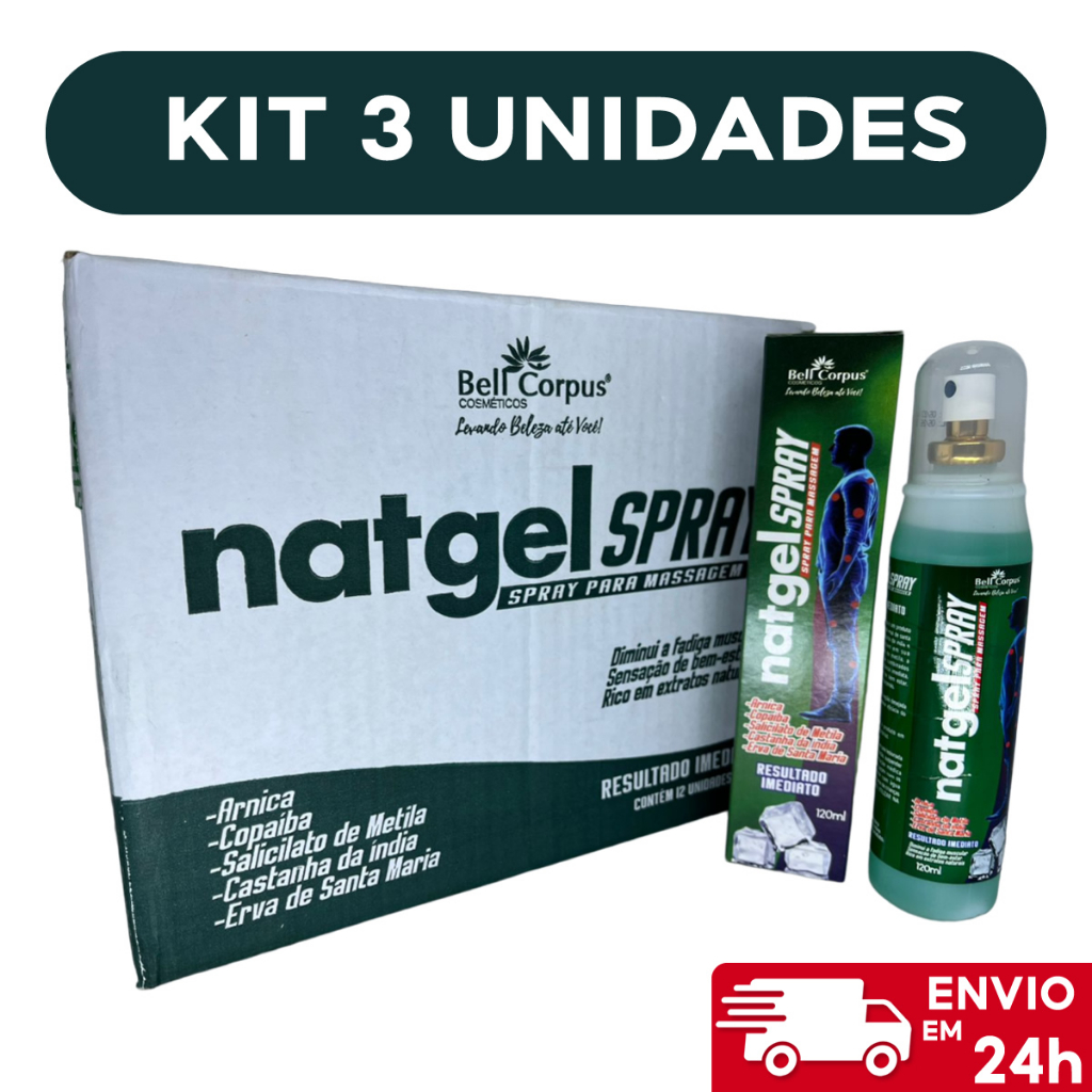 Kit 3 - Gel Massageador Natgel 120g Spray - Bell Corpus | Shopee