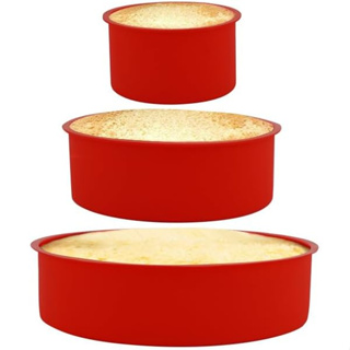 Conjunto Kit 3 Formas de Bolo Silicone Redonda Pudim Doces Torta Pode ir Forno, Air Fryer, Freezer e Geladeira suporta Temperaratura (-30℃~230℃)