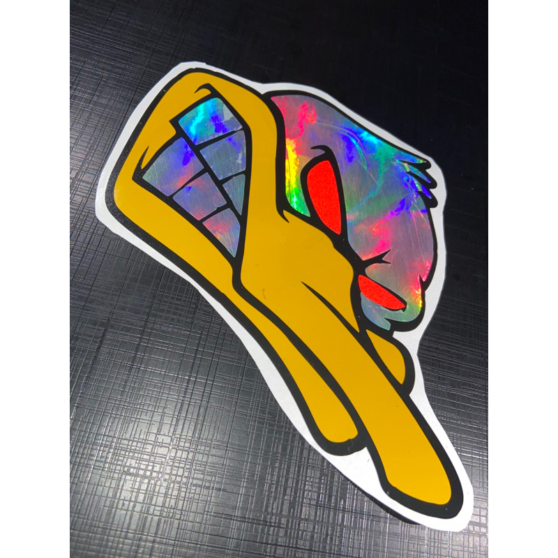 Adesivo GRS escapamento pato halográfico com refletivo para moto, bike, carro!