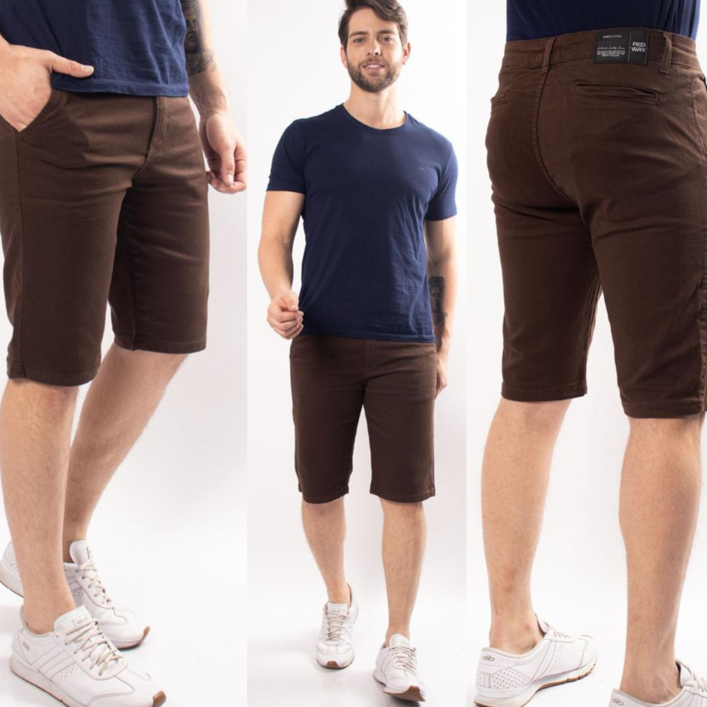 Bermuda Sarja Masculina Marrom Sport Fino Na Promoção