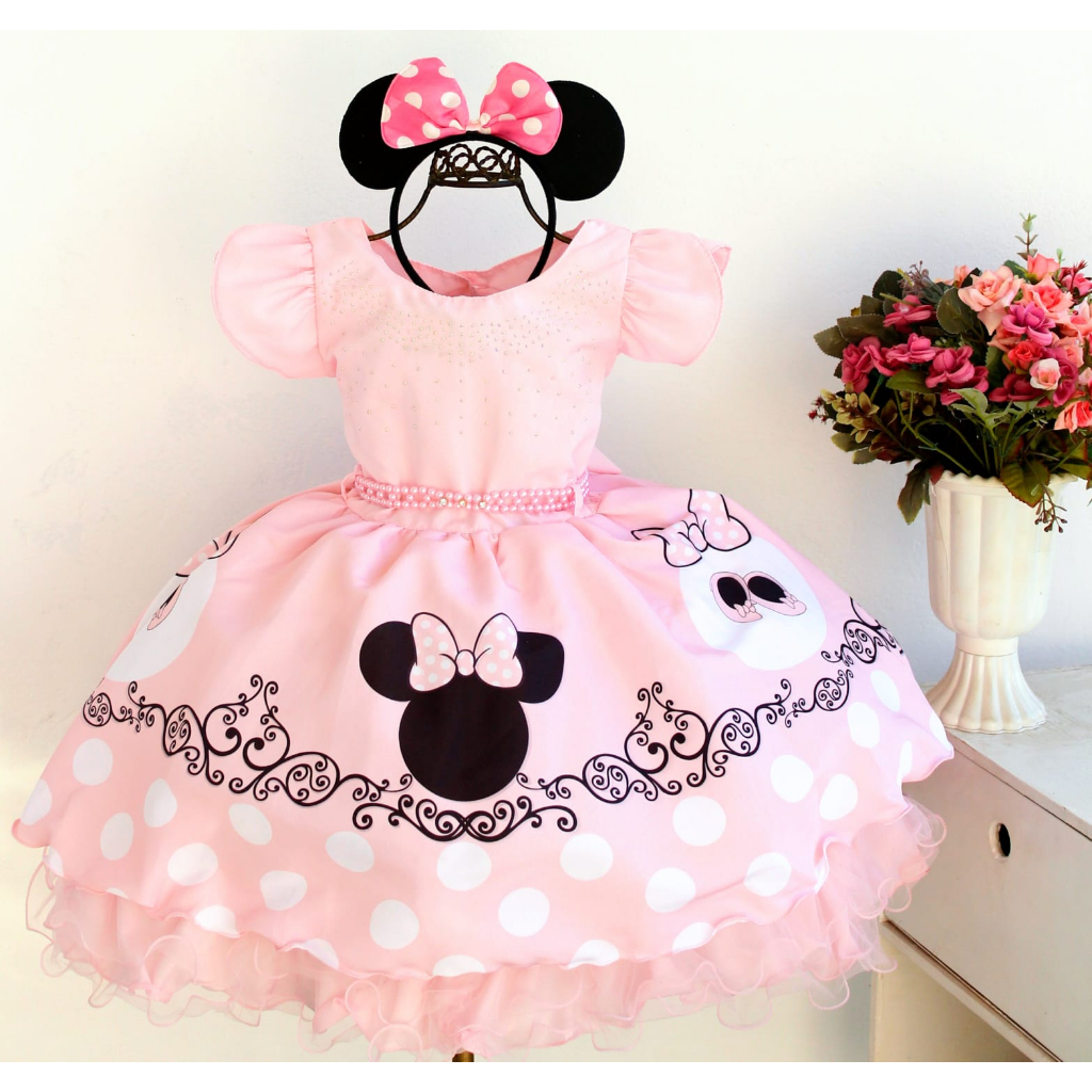 Vestido minnie 2024 baby rosa