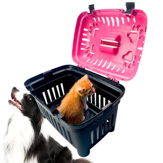 Caixa de Transporte para Pets 8kgs Cães Cachorros Gatos Coelhos Hamster e Porquino da índia + Coleira