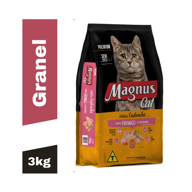 MAGNUS CAT CASTRADOS FRANGO PREMIUM PASTELZINHO RECHEADOS (3KG GRANEL ...