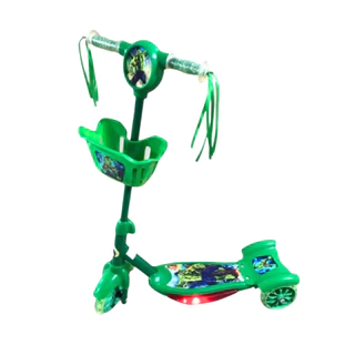 Patinete Infantil Hulk Musical 3 Rodas Cesta E Luzes