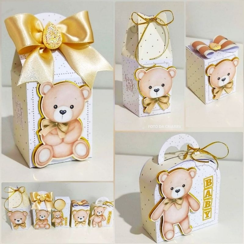 Kit festa chá revelação dourado
