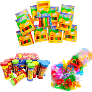 Kit Festinha Infantil 25 Massinha de Modelar + 25 Bolha de Sabão + 50 Cortadores de Animais Prenda