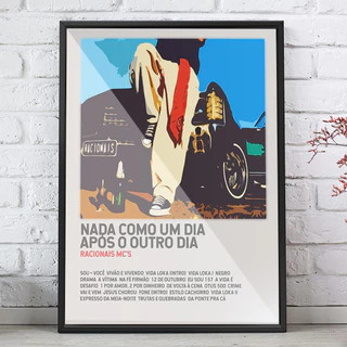 Quadro Decorativo Emoldurado com vidro Album Racionais Mcs Para sala quarto