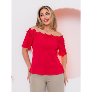 Blusa De Malha E Alça Com Babado Tipo Ciganinha Estampada