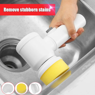Escova de limpeza elétrica sem fio, Spin Scrubber carregável USB, Esponja Polidora, Cozinha e Banheiro, Escova Limpa, 5in 1