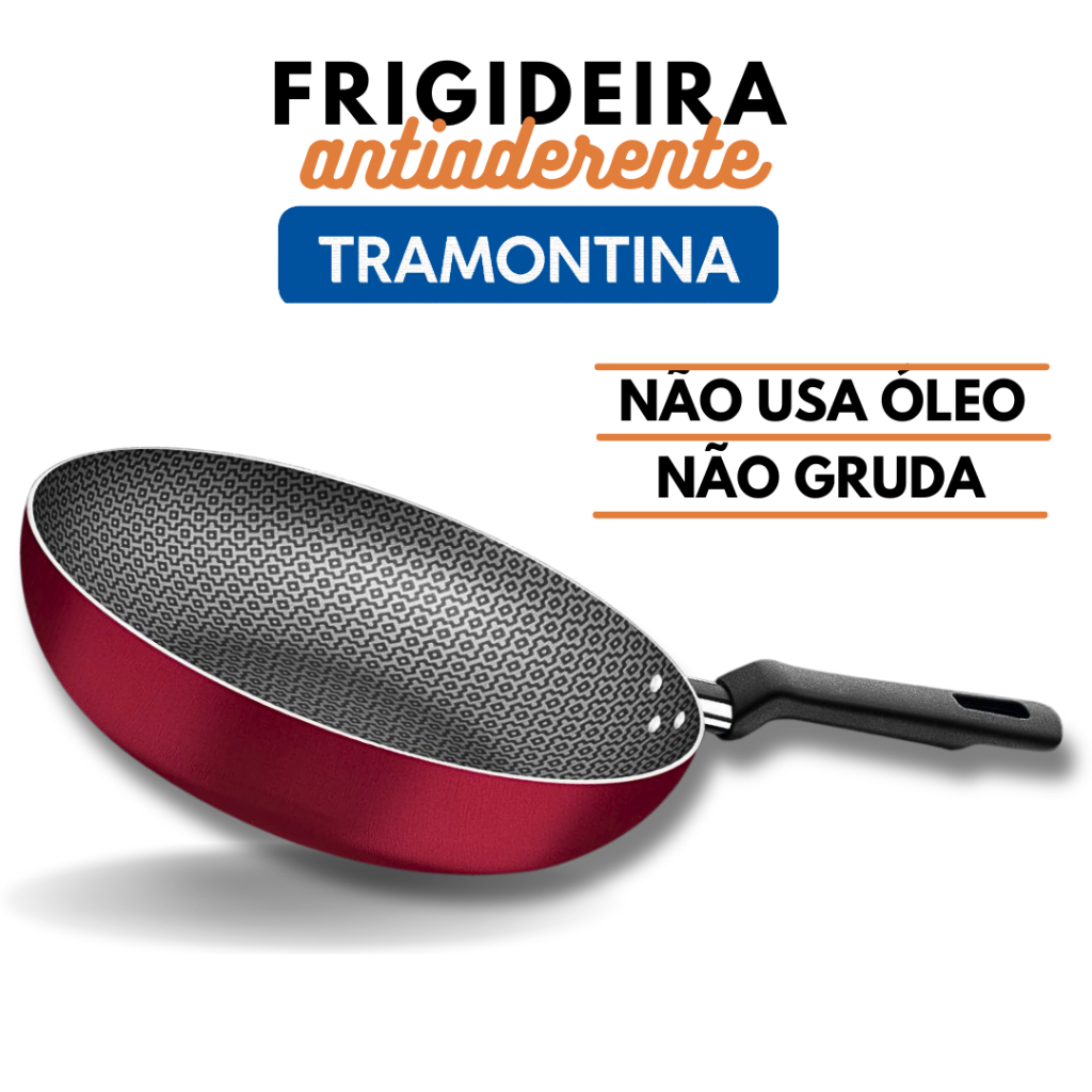 Frigideira Funda Antiaderente Tramontina 24 Não gruda e fácil de limpar Starflon