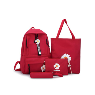 Juzia Bolsas Kit de 4 bolsas chaveiro pingente camomila mochila escolar bolsa tote de ombro bolsa tiracolo estojo multifuncional alça ajustável