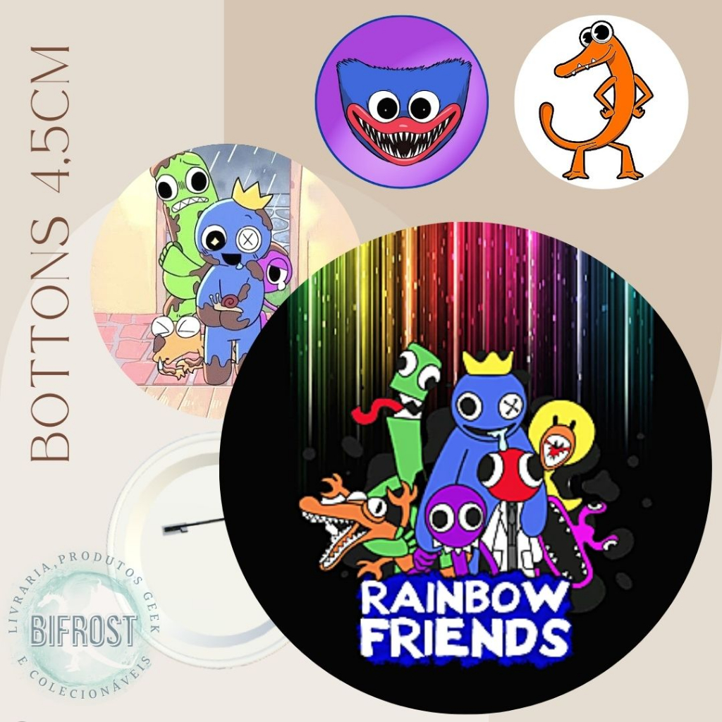 Boton Rainbow Friends Pin diversos personagens Blue, Red, Purple