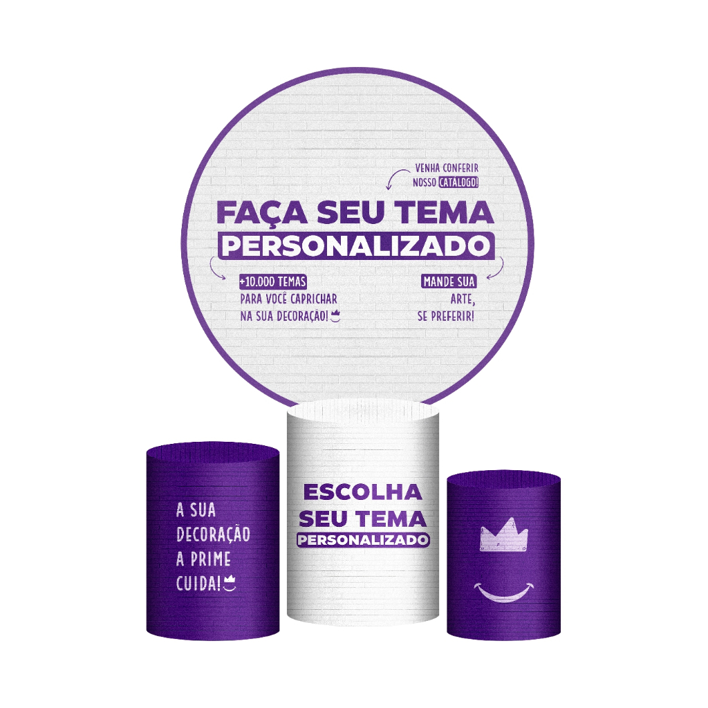Kit Casadinho Personalizado Painel Redondo +Trio Capas Cilindro+ Painel ...
