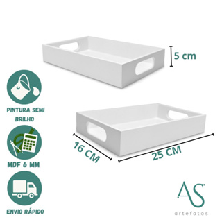 Kit 2 Bandejas 25x16 Branca Decoração Cozinha