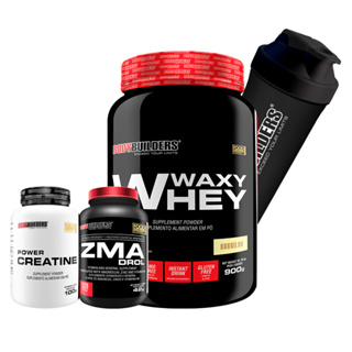Kit Whey Protein Waxy Whey Pote 900g + Power Creatina 100g + Zma Drol 120 Cáps + Coqueteleira - Kit Para Aumento de Massa Muscular - Bodybuilders