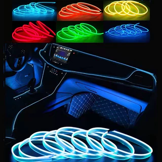Fita Fio Led Neon Cores El Wire Decoração Automotiva 12v 5 Metros Luz Interna Painel Carro