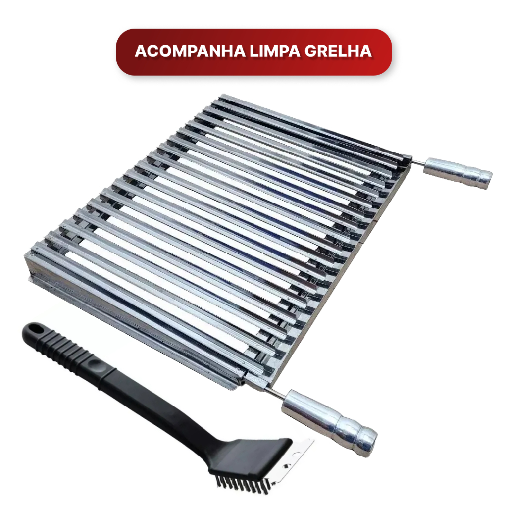 Grelha Argentina Para Churrasqueira Pre Moldada Inox Com Aba