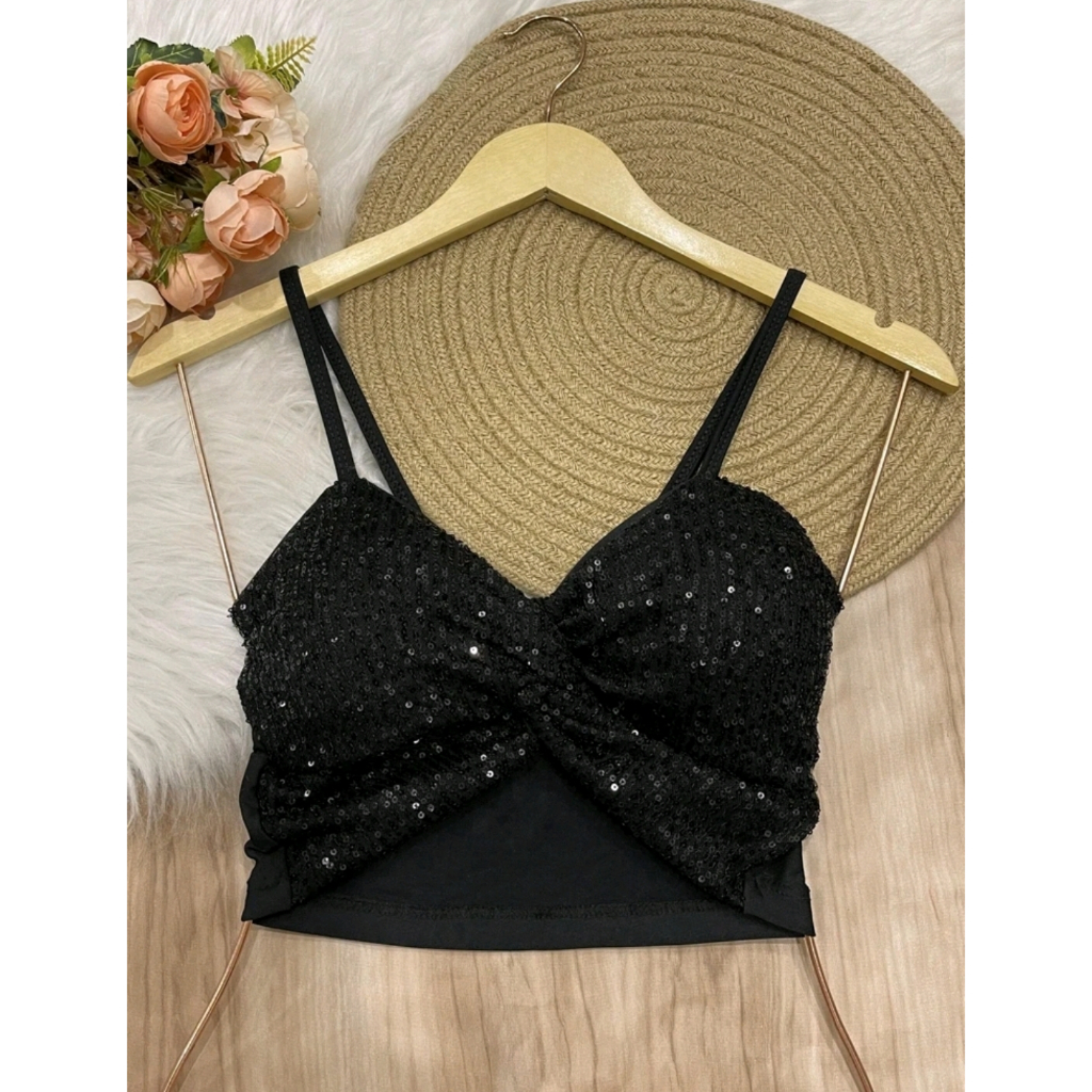 cropped paetê lantejoula brilho balada noite | Shopee Brasil
