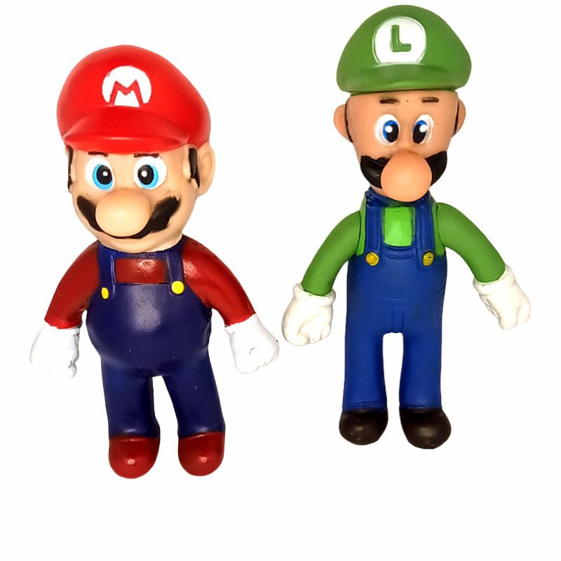 coleção bonecos brinquedo super Mario Bros e Luigi miniatura | Shopee ...