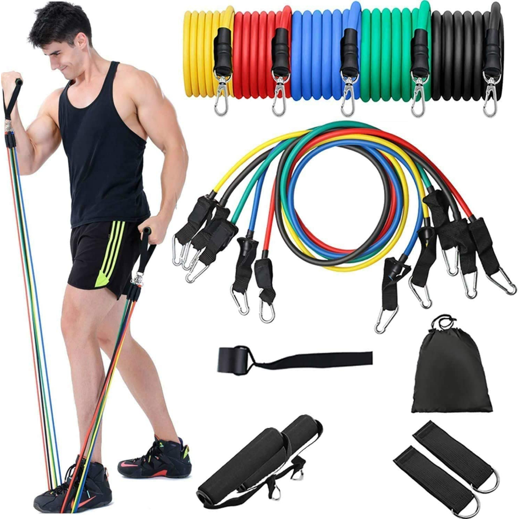 Kit Extensores Elásticos Treinar Em Casa Pilates Fisioterapia Power tube