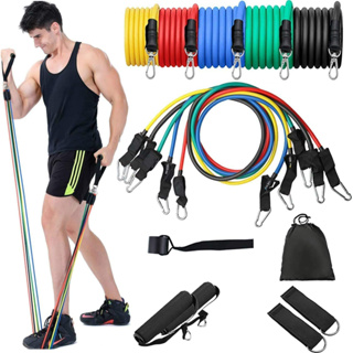 Kit 11 Peças Power Tube Elástico Extensor Treino Academia CrossFit