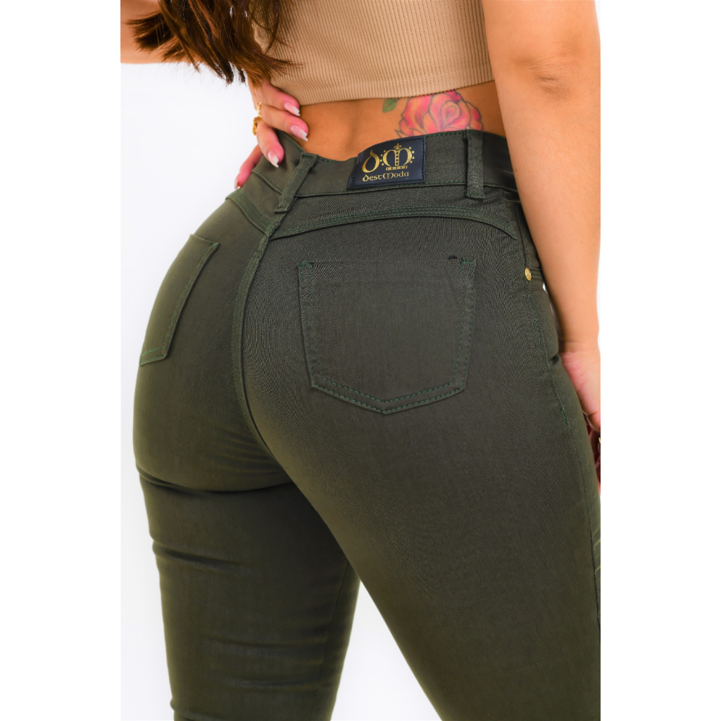 Calça jeans hot sale verde militar feminina