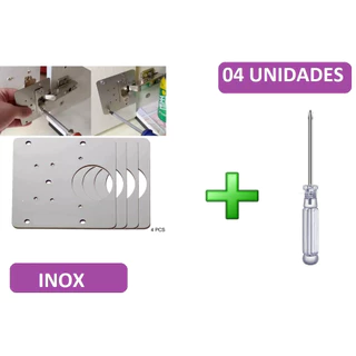 Kit 4 Placa Reparo De Dobradiças para Móveis Porta Armário + Chave Philips