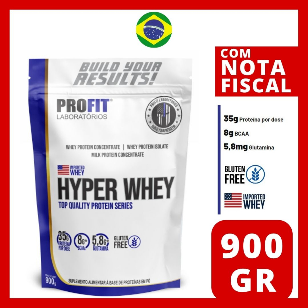 Hyper Whey Protein Profit Labs Isolado e Concentrado Original Refil 900g Sem Gluten – Envio Imediato