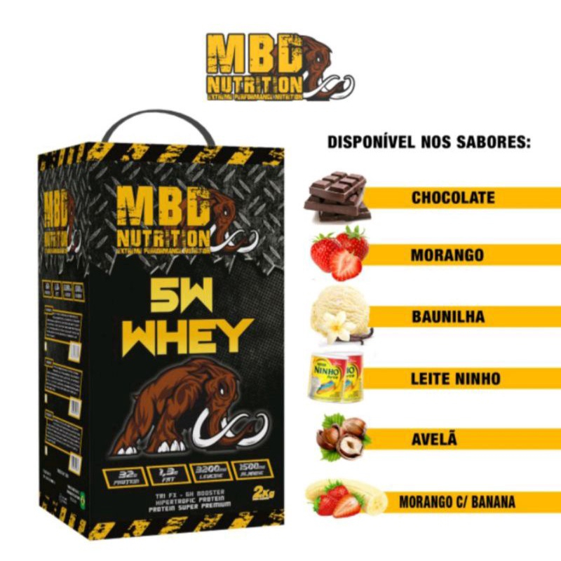 Whey Protein 5W MBD Nutrition 2kg Proteína Concentrada Isolada (Envio Imediato)