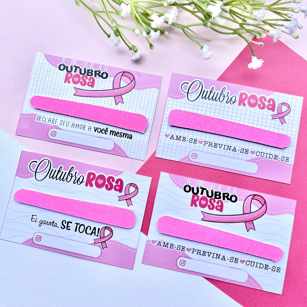 100 Tags Com Mini Lixa Rosa Outubro Rosa Mimos Para Clientes ...