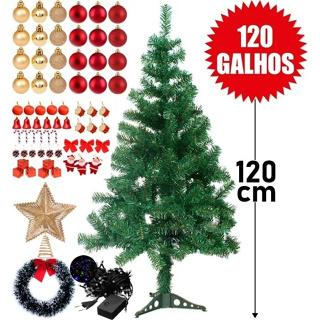 Arvore Natal Grande Decorada Completa 120cm Pisca Led Luxo