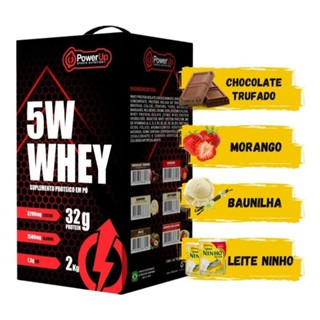 Suplemento Whey Protein 5W Power UP 2kg (Proteína Concentrada Isolada Hidrolisada)