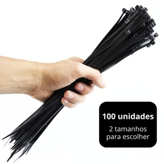 100 Cintas Plásticas Pacote Abraçadeira Nylon Enforca Gato Preto Disponíveis 2 Tamanhos Pequeno 15cm 20cm Fita Hellermann Tireup 3,6mm x 150mm 2,5mm x 200mm