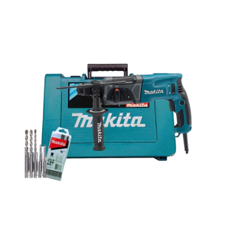 Kit Martelete Combinado 24mm 800W HR2470 Makita e 5 Brocas para Concreto 220 Volts