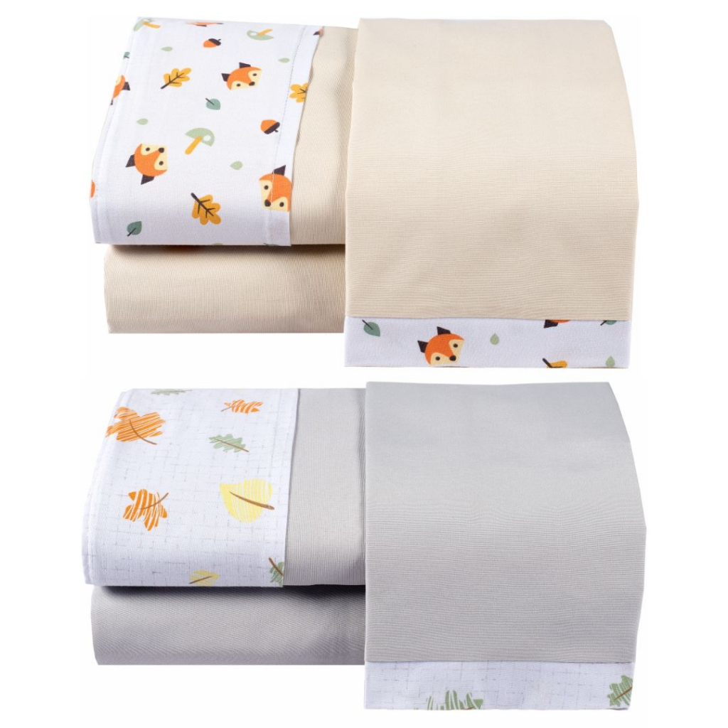 Combo 2 jogo de lençol de 3peças para berço americano estampas menino menina