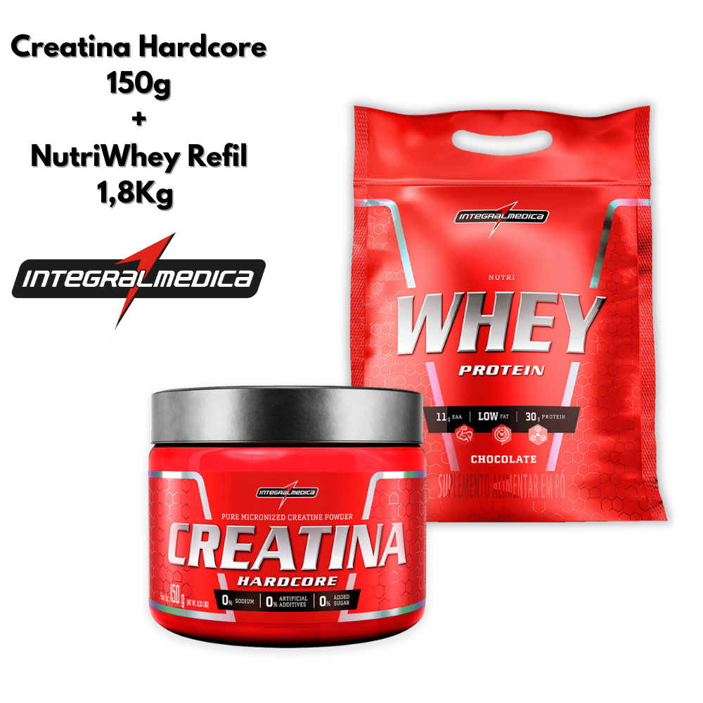 Kit Creatina Hardcore 150g + Nutri Whey 1.8Kg – Integral Médica