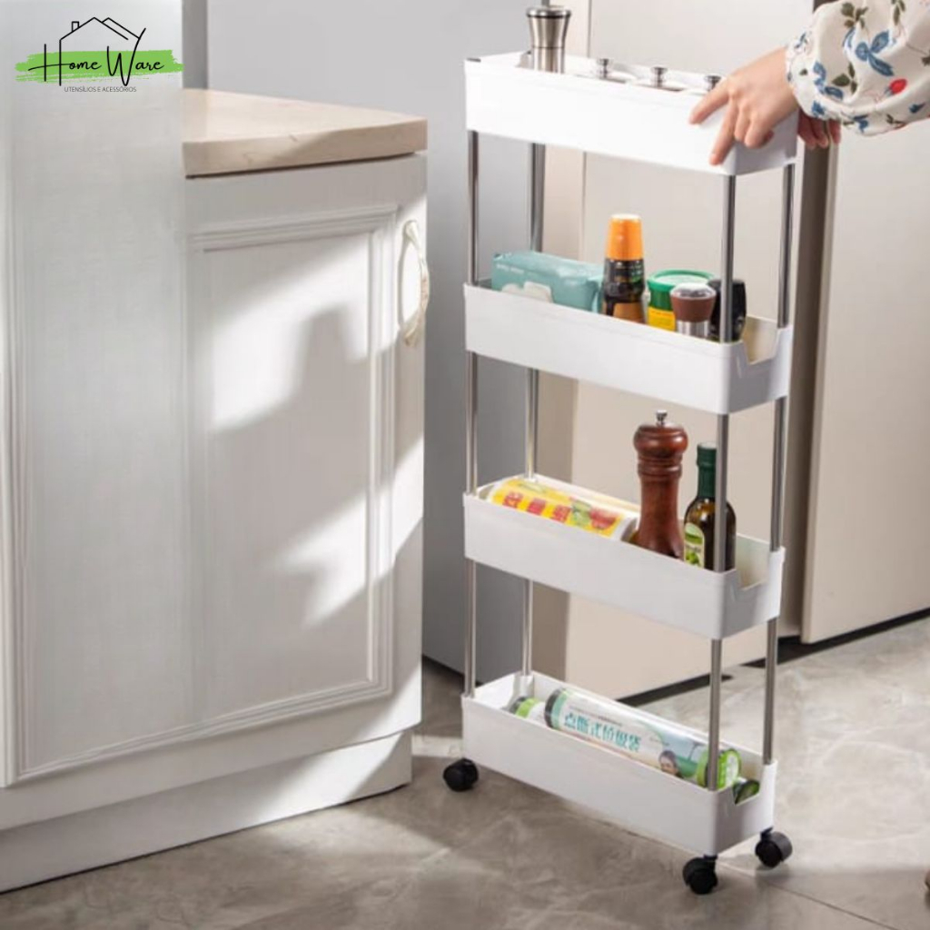 Carrinho Organizador 4 andares Multiuso - Prateleira Carrinho 4 camadas