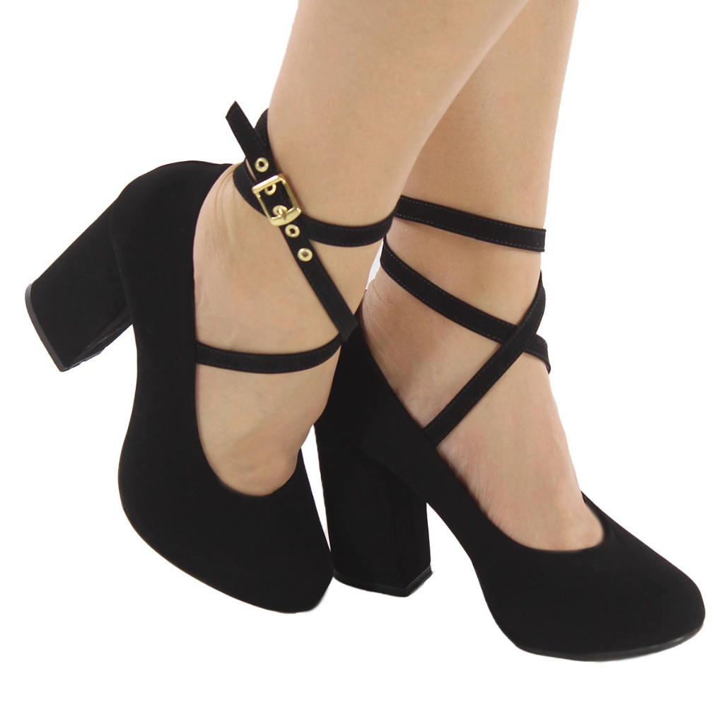 Sandália Feminina Boneca Salto Bloco 9cm Preto Sapato Feminino Para Festas Blogueira 355