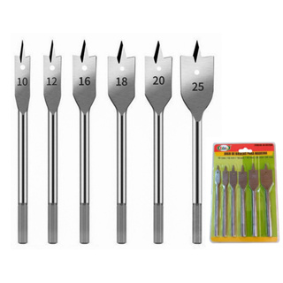 Jogo De Brocas Chatas Para Madeira Kit Com 6 Pecas Furadeira