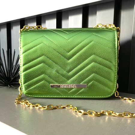 Bolsa feminina festa bordada transversal metalizadas alça corrente