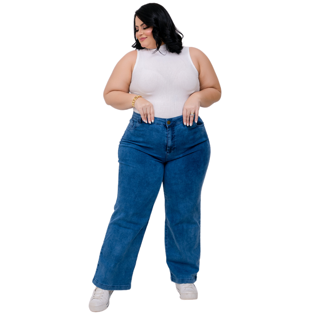 Calça Pantalona Wide Leg Jeans em Promoção na Shopee Brasil 2024