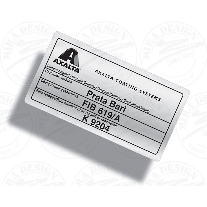 Adesivo Código Cor PRATA BARI Fiat Axalta