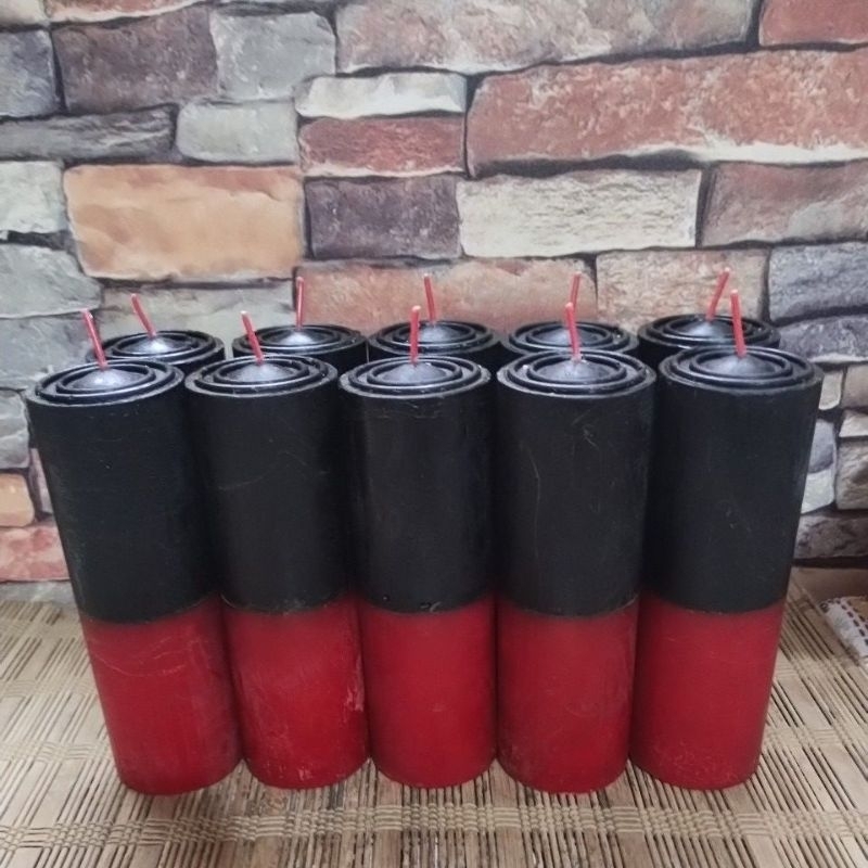 Kit Velas Votivas Bicolor Preto Com Vermelho Dias G Shopee Brasil