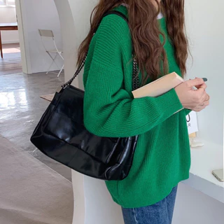grande bolsa luxo mulheres pu alta capacidade ombro em corrente bolsa transversal