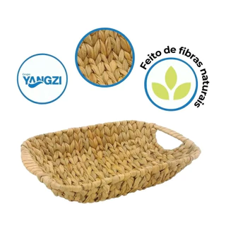 Cesta de Palha Fruteira Natural Decorativa Seagrass 31cm Cozinha Sala de Jantar